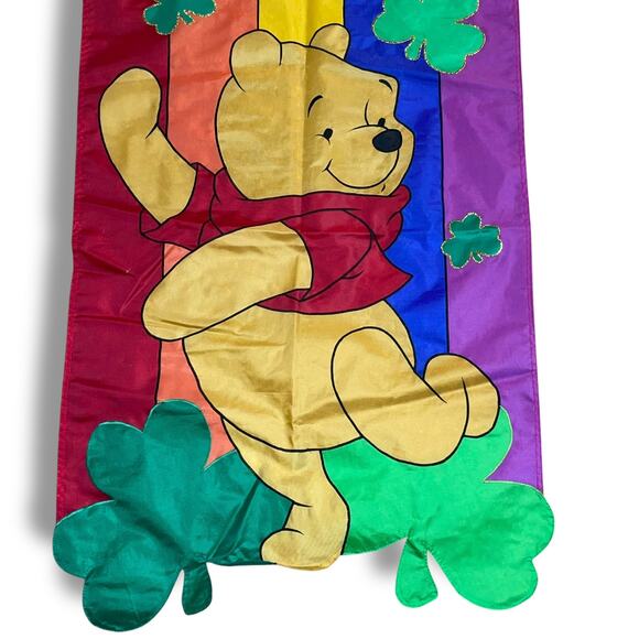 Vintage Disney Winnie the Pooh Garden Flag St Patricks Day Rainbow 27" x 44" - Picture 13 of 13